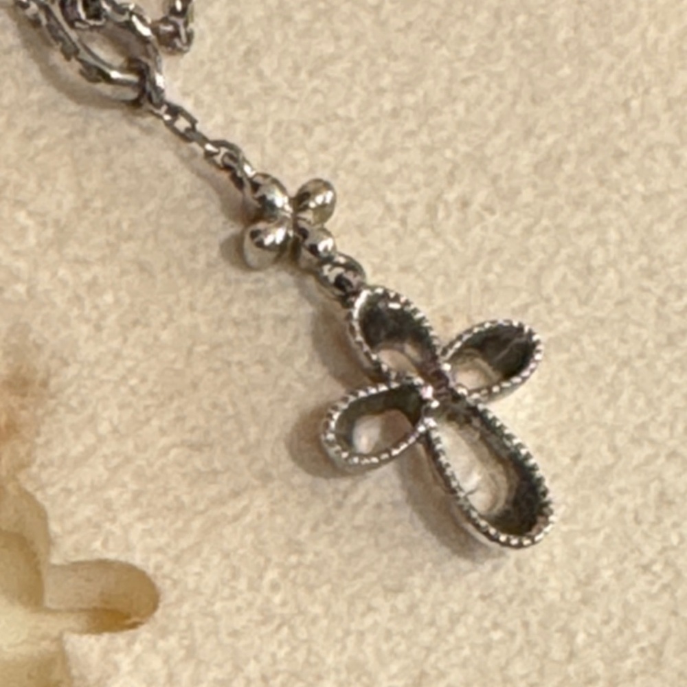 Folli Follei two necklaces Silver and Gold Cross and heart Necklace  925 silver. - Picture 7 of 16